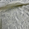 Yard - Beaded Bridal Lace Fabric Embroidered on 100% Polyester Satin - Ivory with Gold - 54"