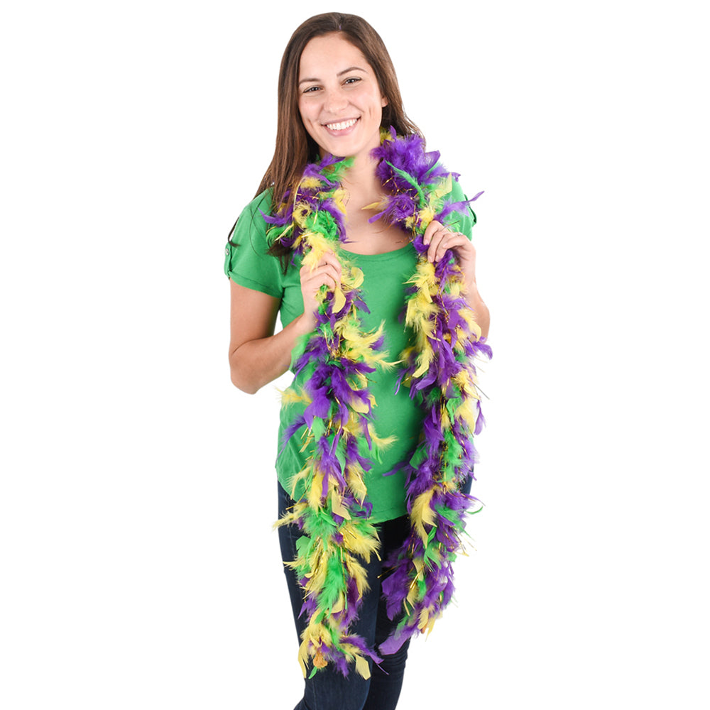 Mardi Gras Boa With Gold Tinsel (1 PC)
