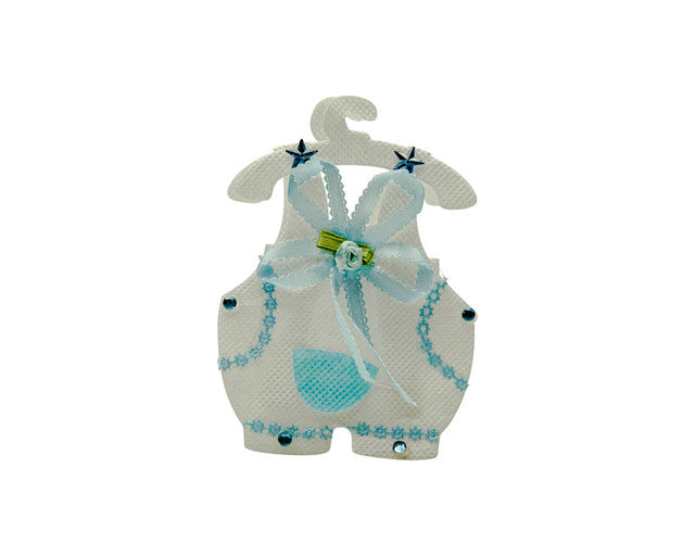 3" Blue Baby Boy Cloth Hanger Favor Bag - Pack of 12