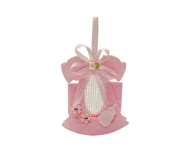 3" Pink Baby Girl Dress Favor Bag - Pack of 12