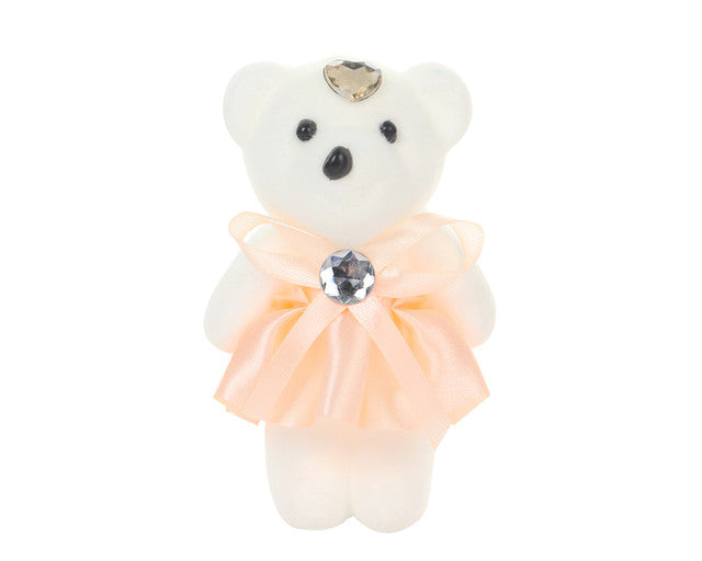 4.5" Tall Tan Bow Skirt White Foam Baby Shower Bear - Set of 10 Bears