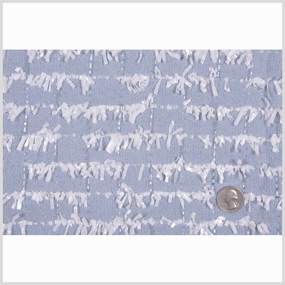 English Powder Blue Eyelash Fringe Tweed