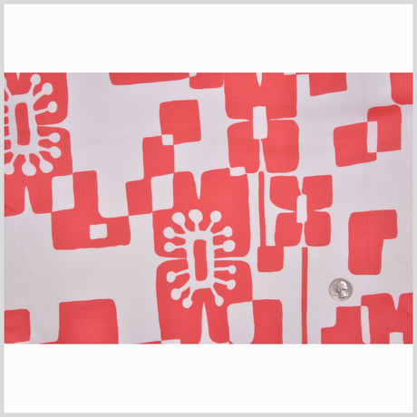 Dark Coral and Ivory Cotton Print
