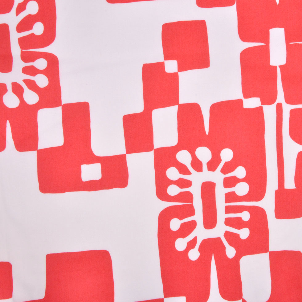 Dark Coral and Ivory Cotton Print