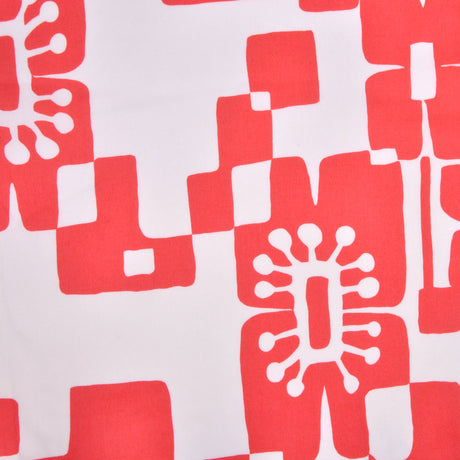 Dark Coral and Ivory Cotton Print
