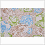 White/Beige/Sky Blue/Kiwi Multicolor Floral Cotton Print