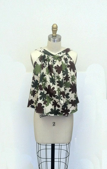 Camo Colored Floral Cotton-Lycra Twill