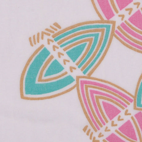 Off-White/Taffy/Pink/Green Geometric Cotton Voile