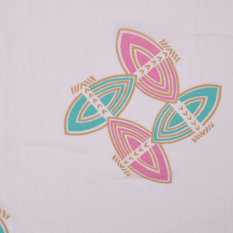 Off-White/Taffy/Pink/Green Geometric Cotton Voile