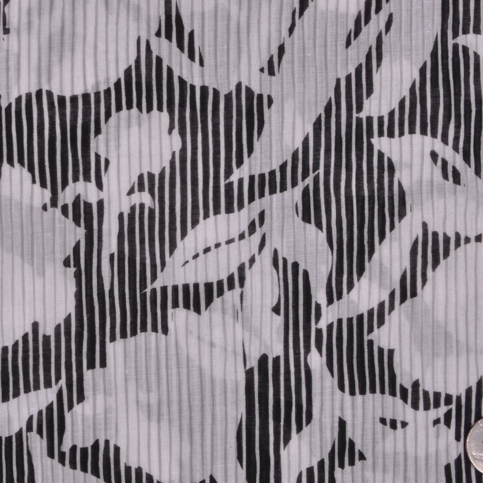 Black & White Floral Cotton Voile