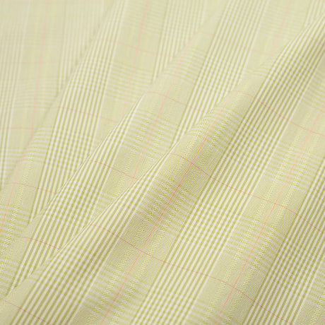 Kiwi Green and Off-White Plaid Cotton Blend Suiting