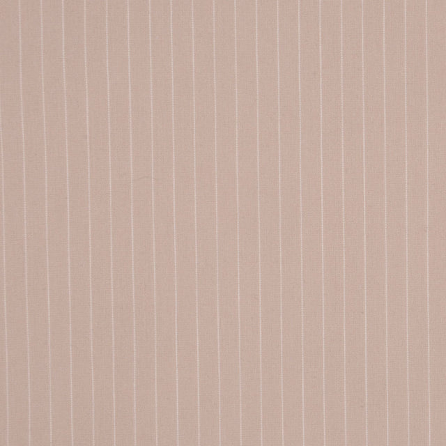 Italian Birch/Fog Pin Striped Smooth Stretch Cotton Suiting