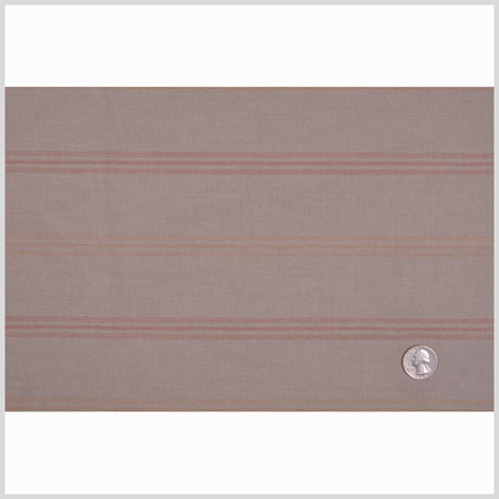 Dark Beige, Brick and Peach Striped Cotton Suiting