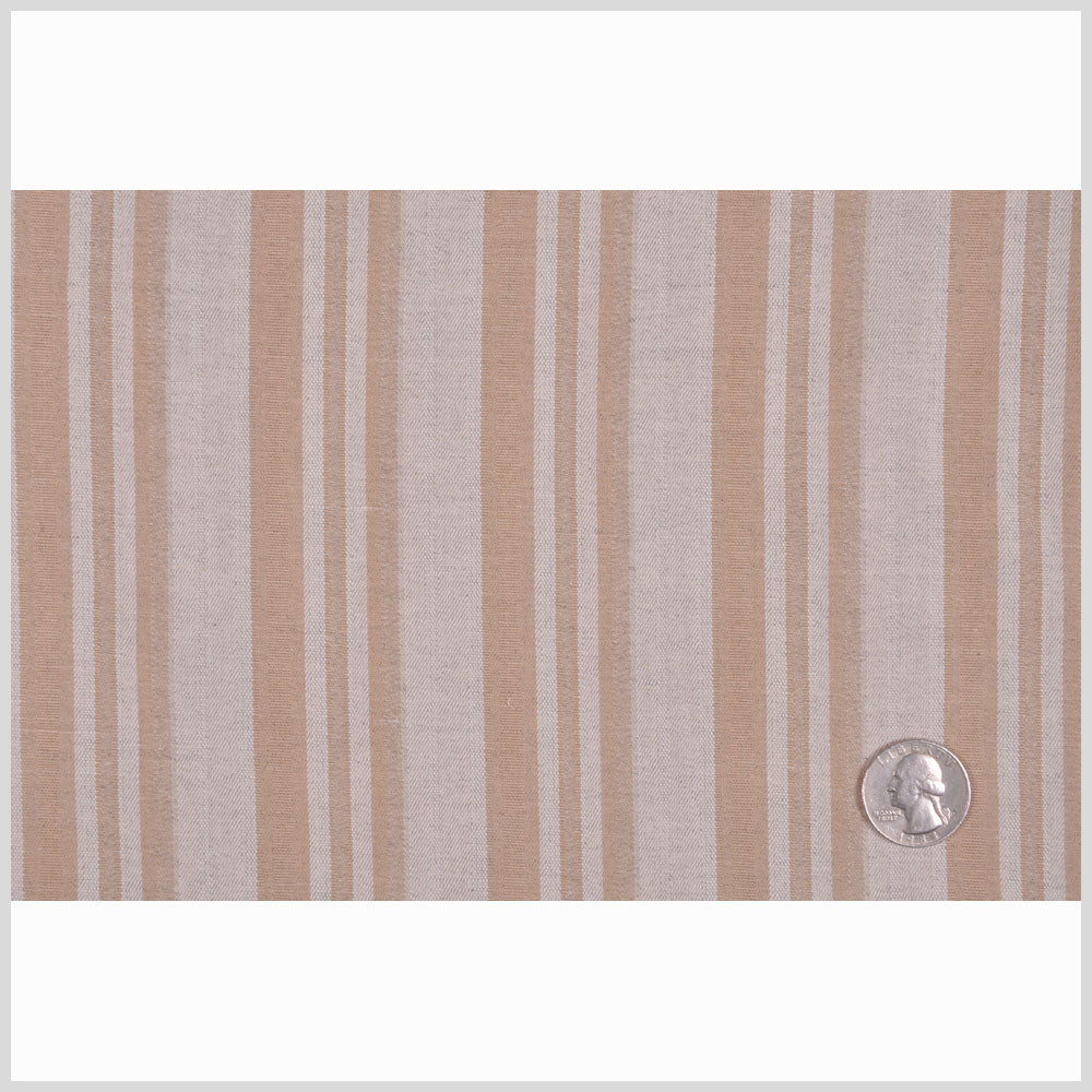 Italian Oatmeal and Tan Striped Cotton Suiting