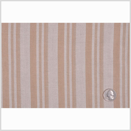 Italian Oatmeal and Tan Striped Cotton Suiting