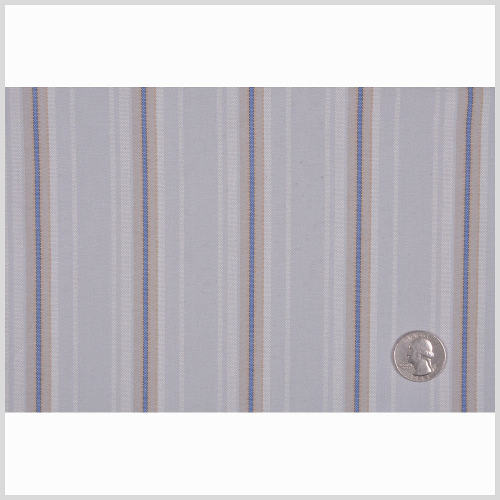 Italian Pale Gray Striped Cotton Suiting