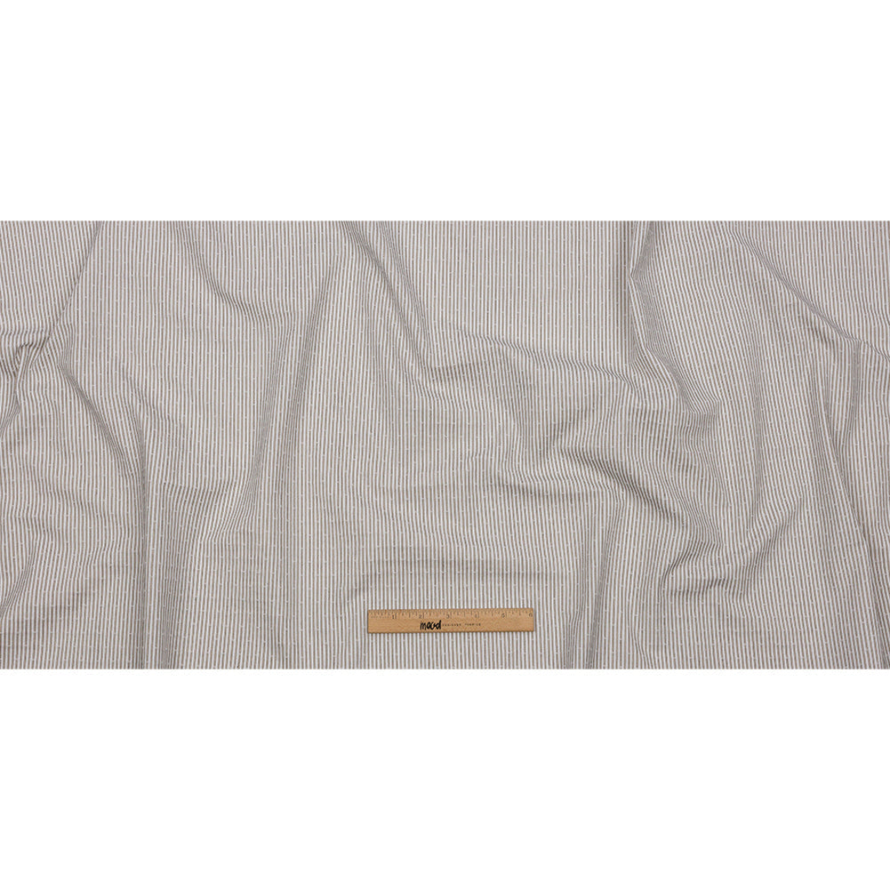 White and Tan Striped Cotton Woven