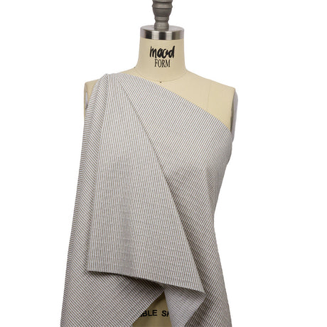 White and Tan Striped Cotton Woven