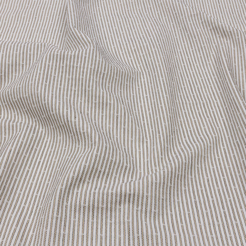 White and Tan Striped Cotton Woven