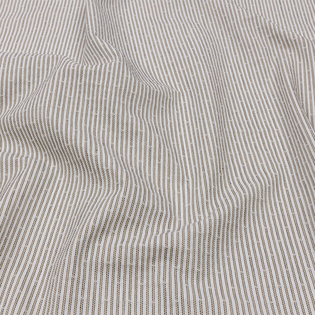 White and Tan Striped Cotton Woven