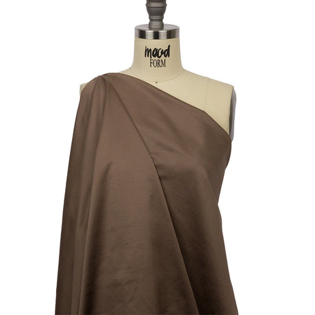 Taupe Double Faced Stretch Polyester Sateen and Twill