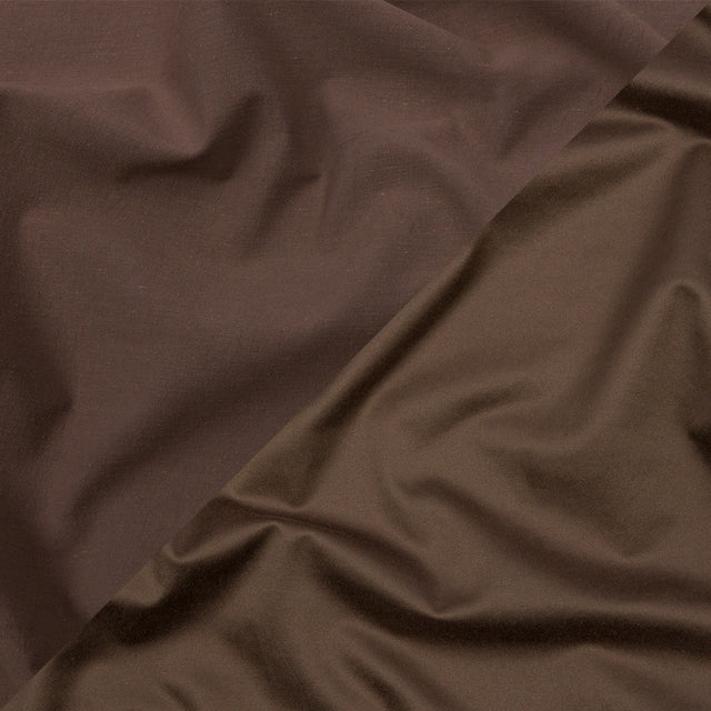 Taupe Double Faced Stretch Polyester Sateen and Twill