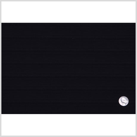Italian Black Striped Stretch Cotton and Polyester Woven