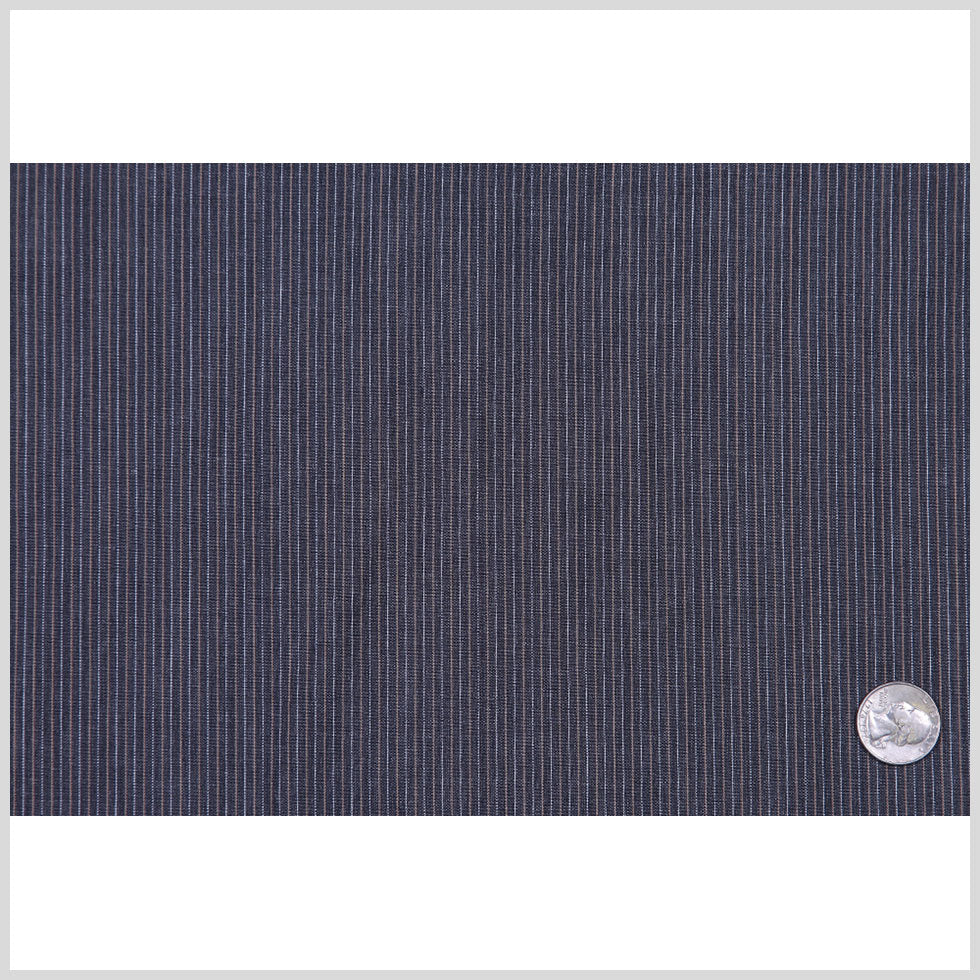 Italian Dark Gray Striped Cotton Suiting