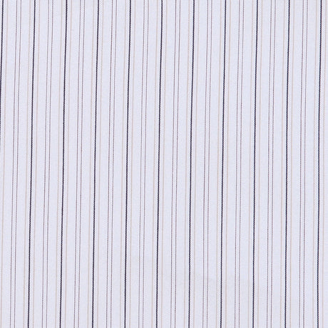 Warm White, Black and Brown Striped Stretch Cotton Shirting