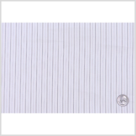 Warm White, Black and Brown Striped Stretch Cotton Shirting