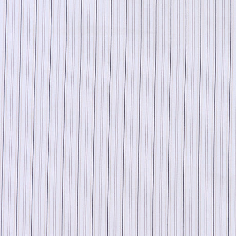 Warm White, Black and Brown Striped Stretch Cotton Shirting