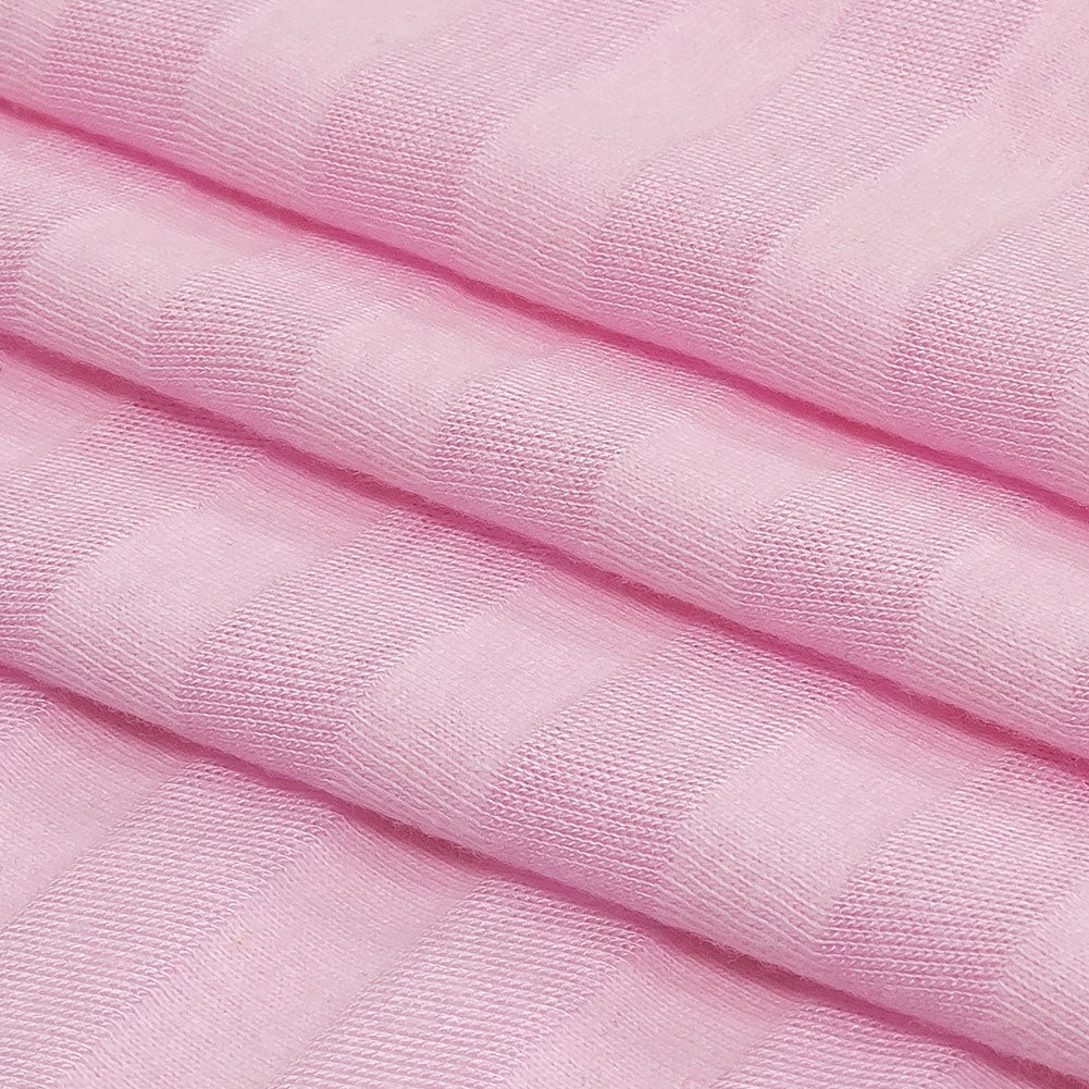Baby Pink Tonal Stripes Cotton and Rayon Jersey