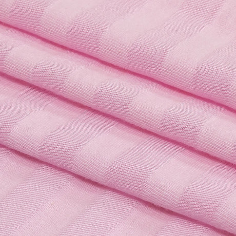 Baby Pink Tonal Stripes Cotton and Rayon Jersey