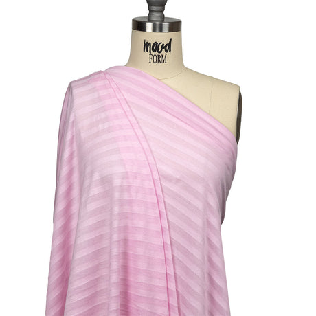 Baby Pink Tonal Stripes Cotton and Rayon Jersey
