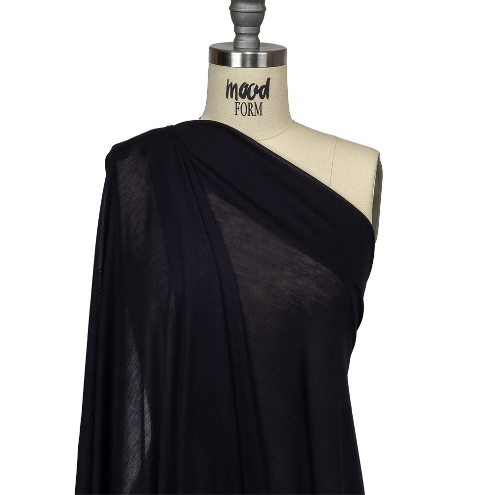 Midnight Navy Cotton and Rayon Jersey