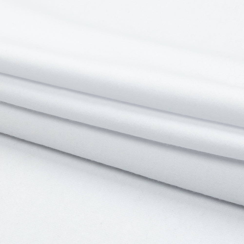 White Brushed Fleece-Like Cotton and Polyester Rib Knit