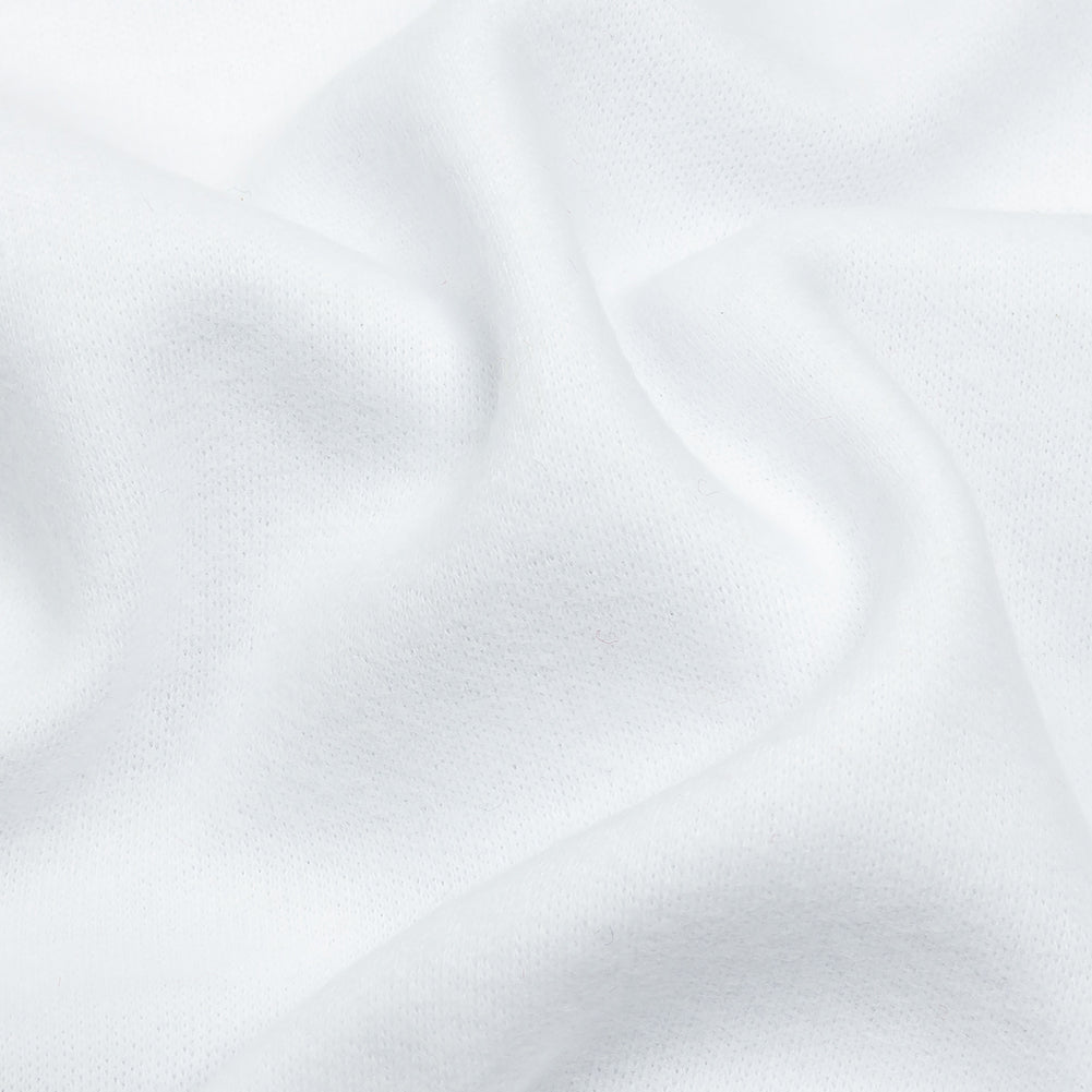 White Brushed Fleece-Like Cotton and Polyester Rib Knit