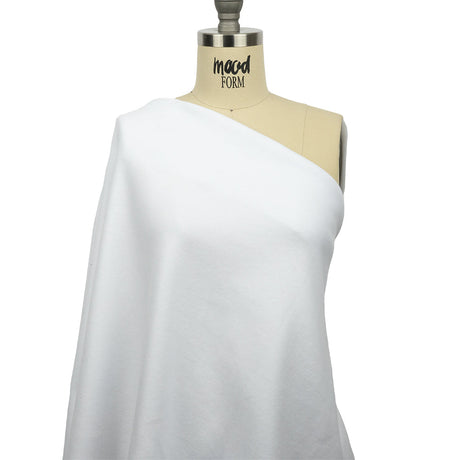 White Brushed Fleece-Like Cotton and Polyester Rib Knit