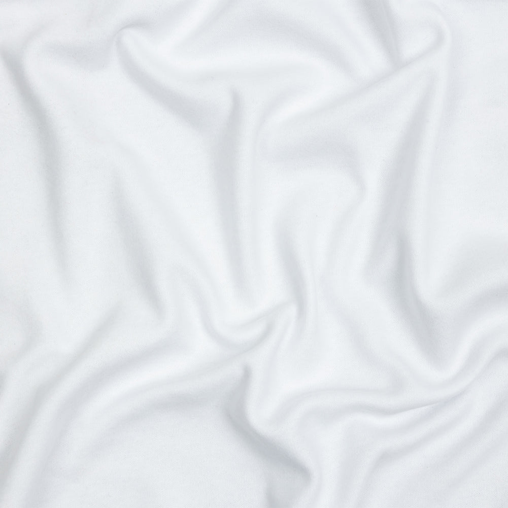 White Brushed Fleece-Like Cotton and Polyester Rib Knit
