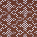 Brownie/White Floral Cotton Embroidered Poplin