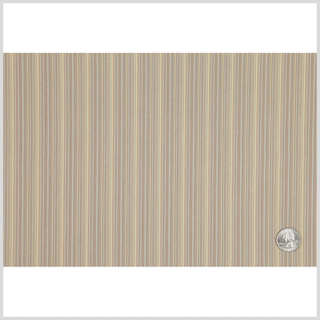 Italian Beige and Yellow Barcode Striped Stretch Cotton Suiting