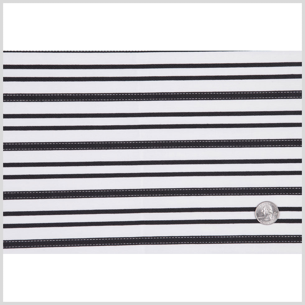 Italian Black and White Textured-Stripe Shirting