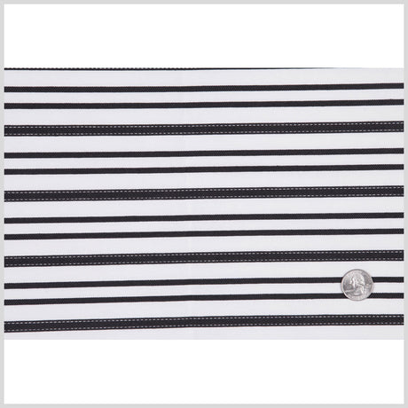 Italian Black and White Textured-Stripe Shirting