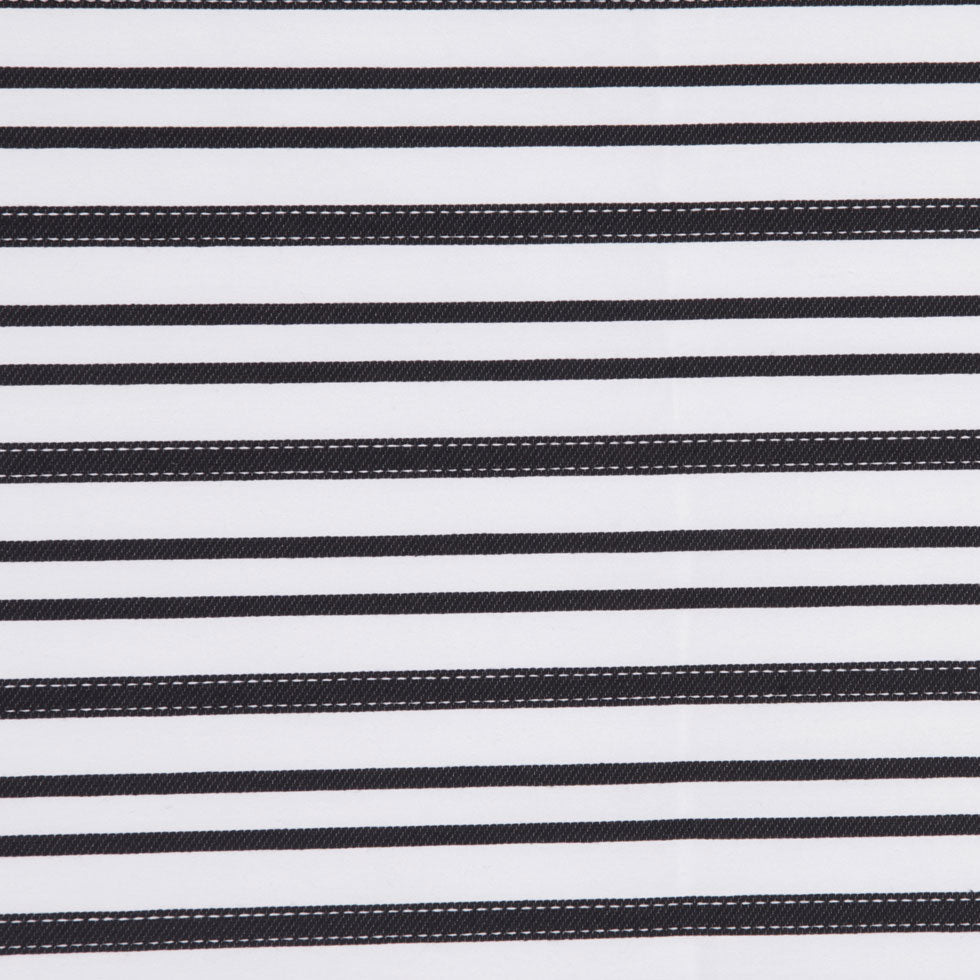 Italian Black and White Textured-Stripe Shirting