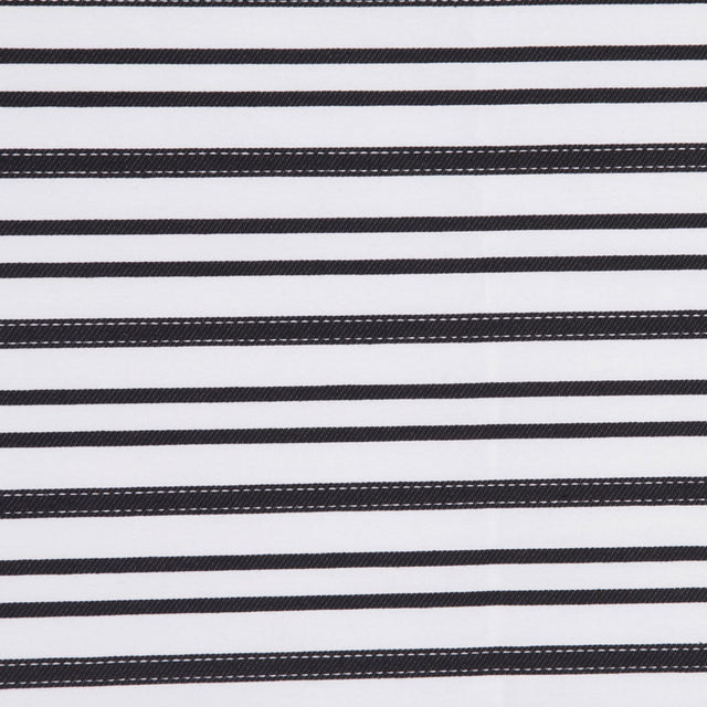 Italian Black and White Textured-Stripe Shirting