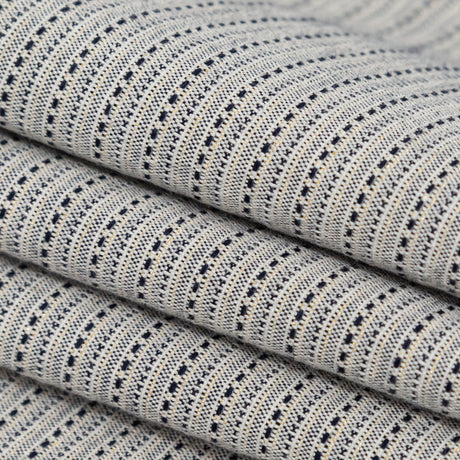 True Navy and Metallic Gold Striped Cotton Tweed