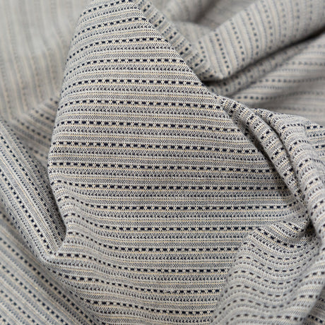 True Navy and Metallic Gold Striped Cotton Tweed