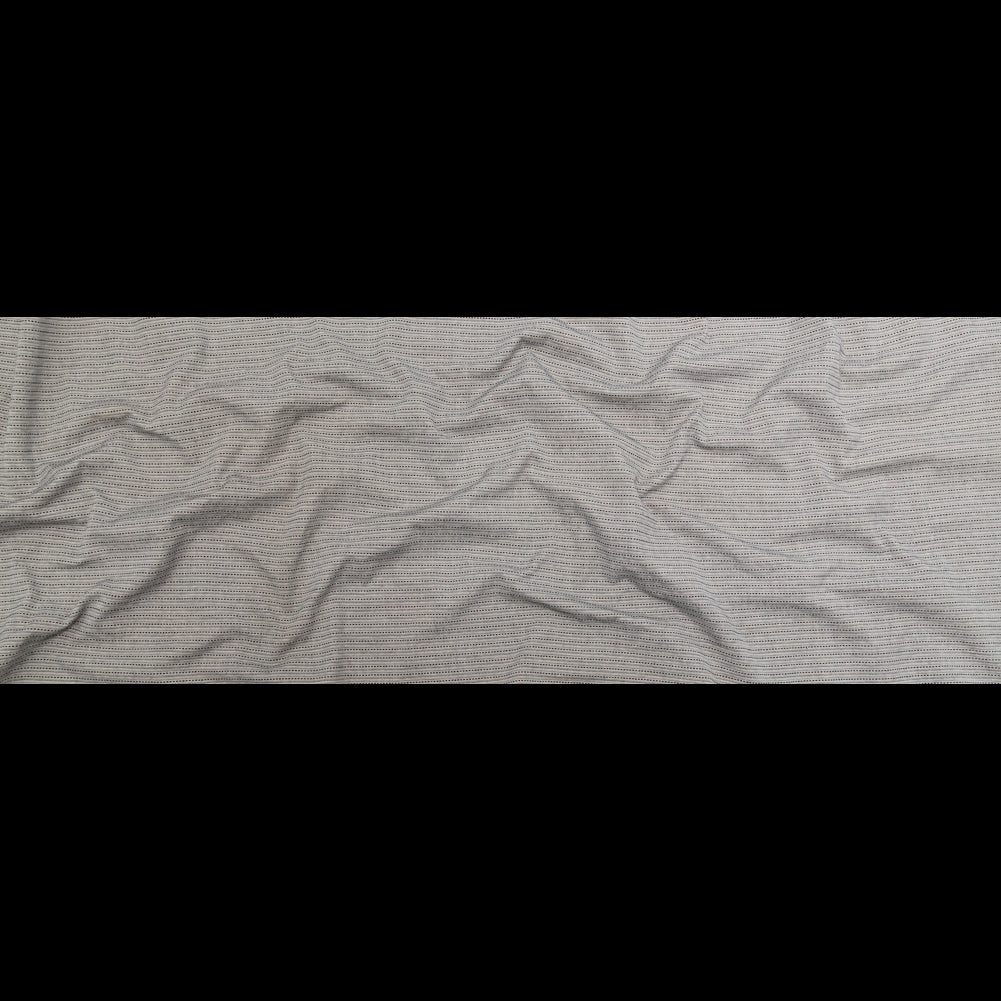 True Navy and Metallic Gold Striped Cotton Tweed
