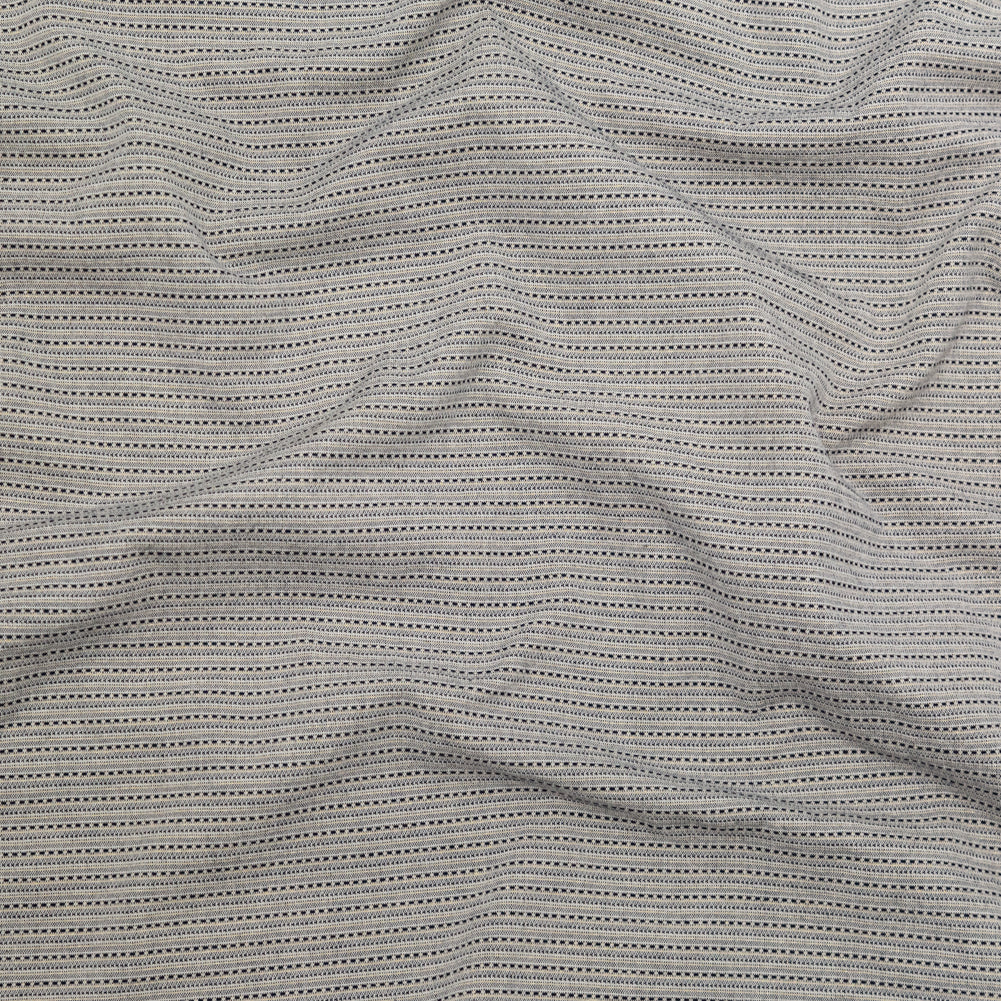 True Navy and Metallic Gold Striped Cotton Tweed