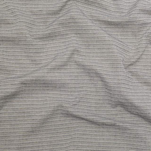 True Navy and Metallic Gold Striped Cotton Tweed
